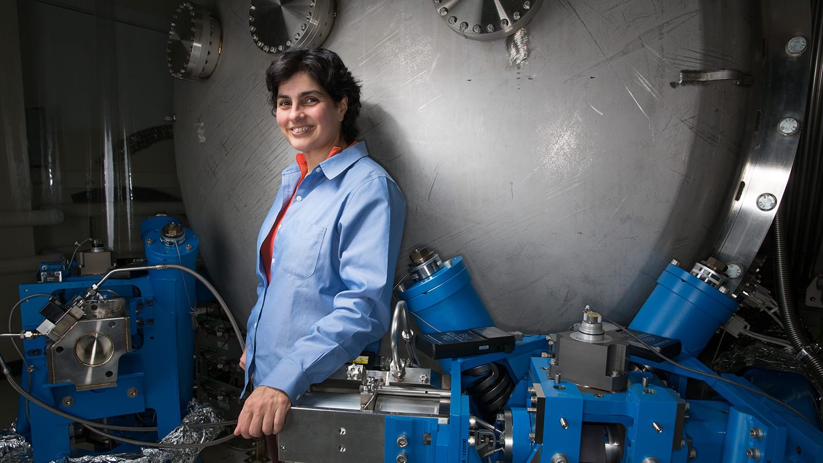 Nergis Mavalvala stands in her lab at the Massachusetts Institute of Technology